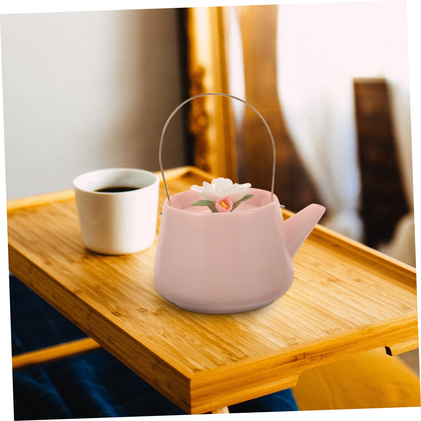 OUNONA 3stücke Keramik Mit Handgefertigtem Blumenmuster Minimalistischer Stil Für Teeliebhaber Hitzebeständig Für Herd Geeignet Für Zubereitung Von Grünem Tee Und Kräutertee