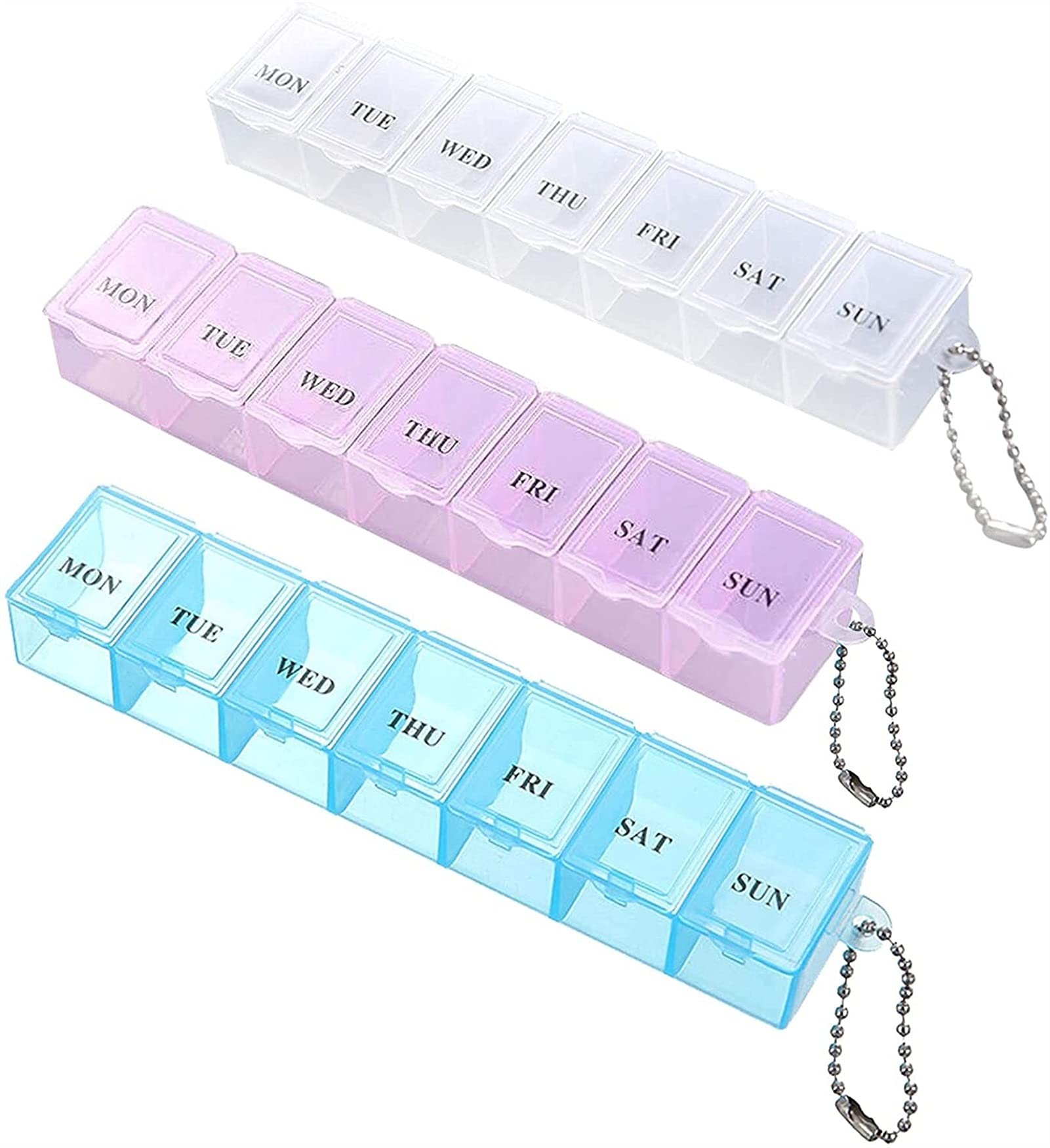 Caja de pastillas de plástico RJJ de 3 piezas para evitar olvidos en la medicación semanal
