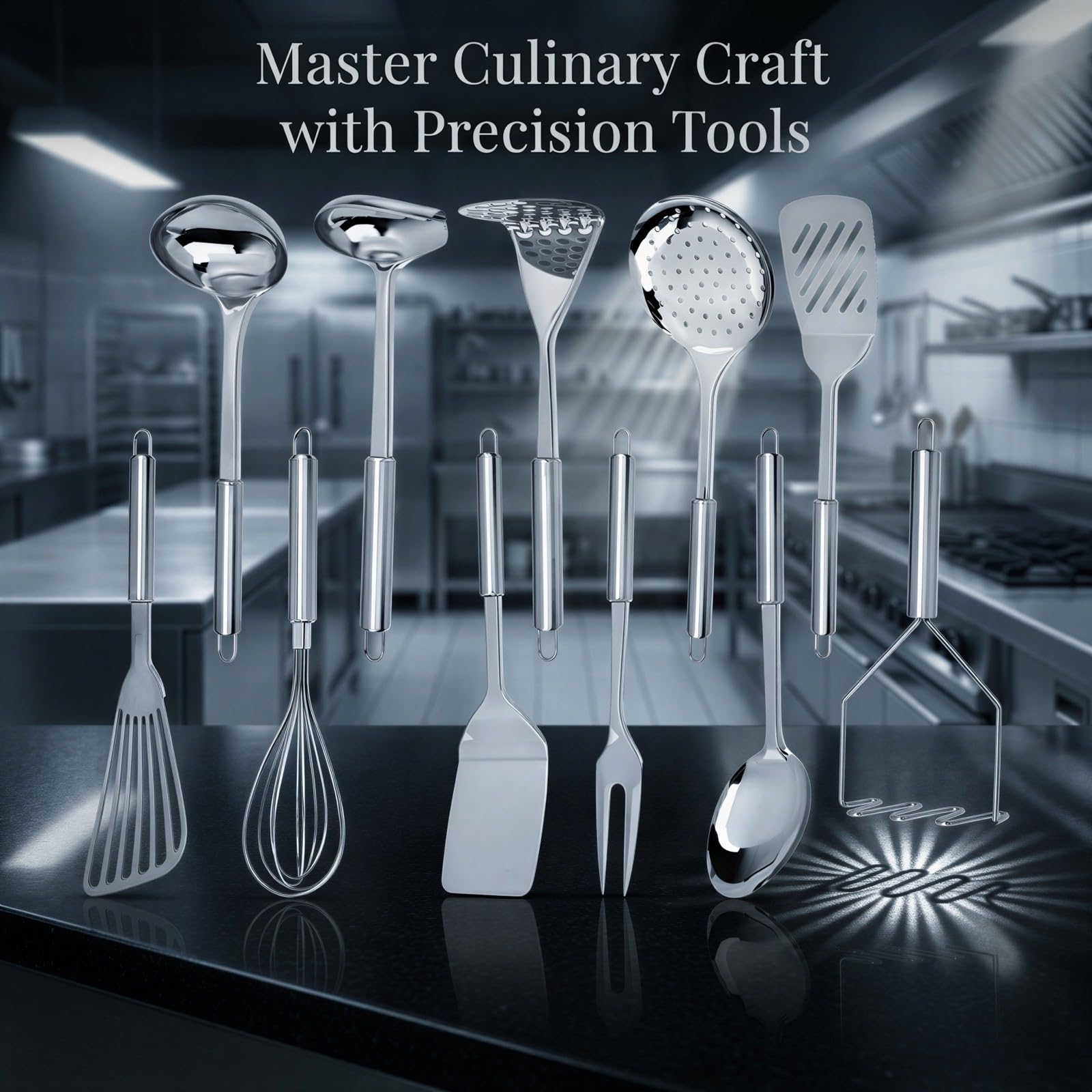 Lot de 11 ustensiles de cuisine en acier inoxydable, accessoires métalliques polyvalents, écumoire, presse-purée double, séparateur de résidus et fouet, pour friture, cuisson et préparation
