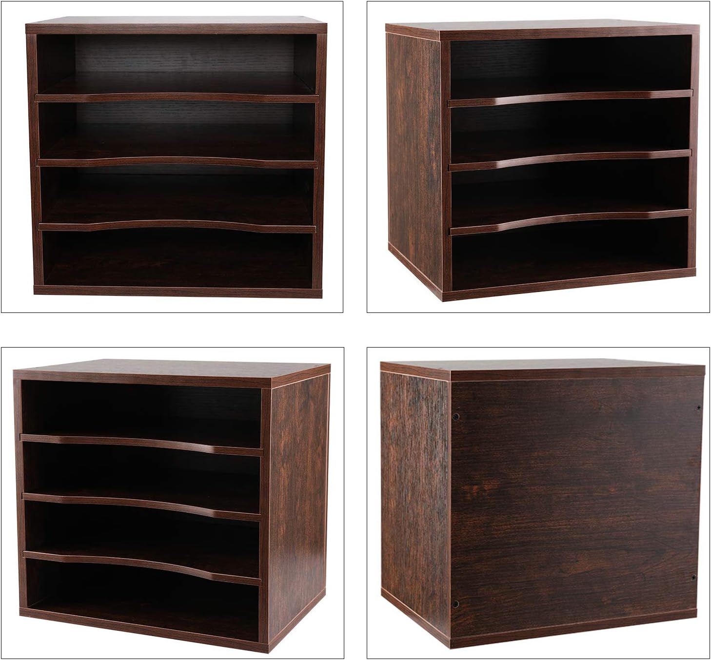 PAG Office Supplies Desk Organizer Wood File Mail Sorter with 3 Adjustable Drawer Boards,Black : Office Products