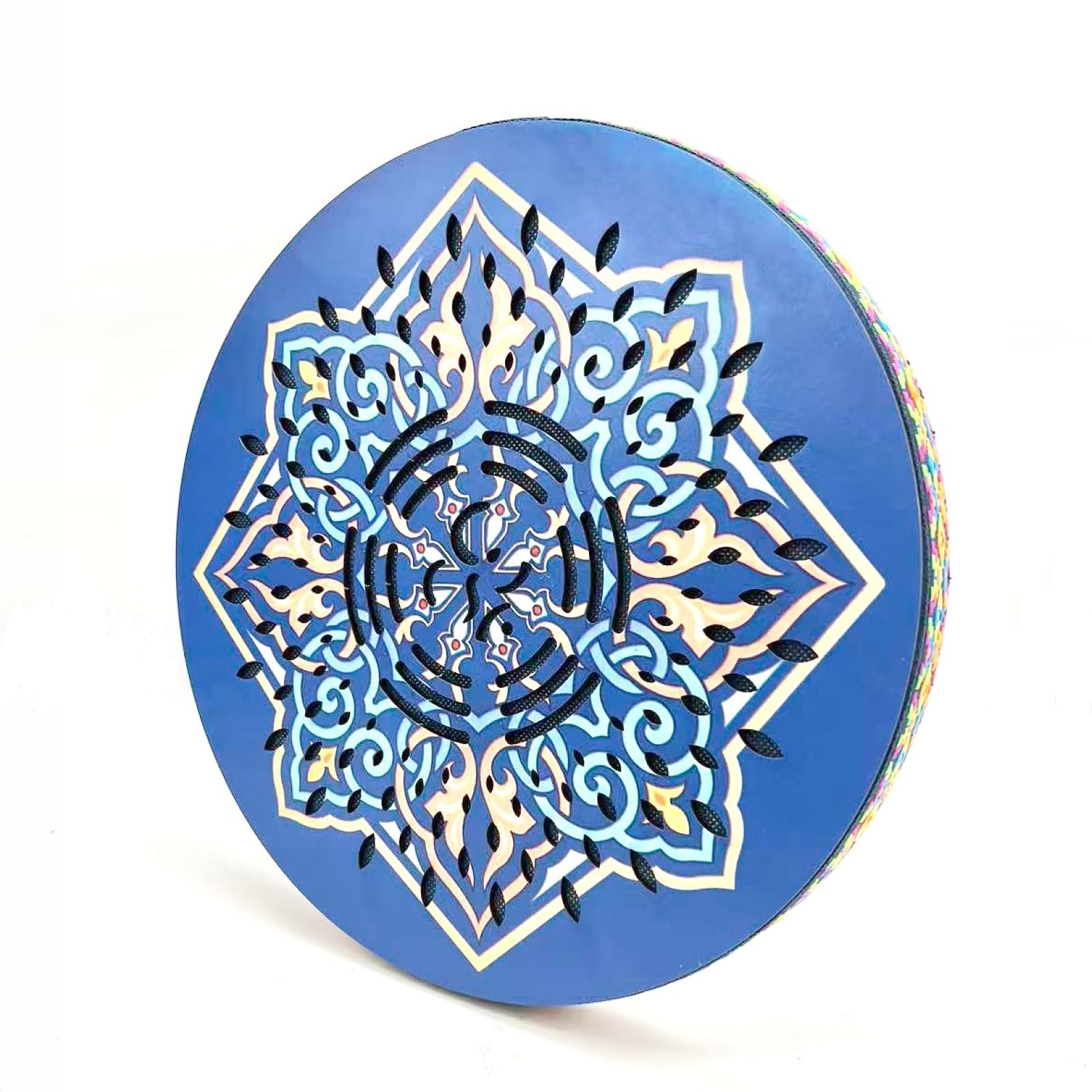 Tambour océanique de 30,5 cm, guérison par le son, disque de pluie « chute d'eau », musique onomatopée, cadeau pour yoga, méditation, accompagnement de performance (fleur bleue)