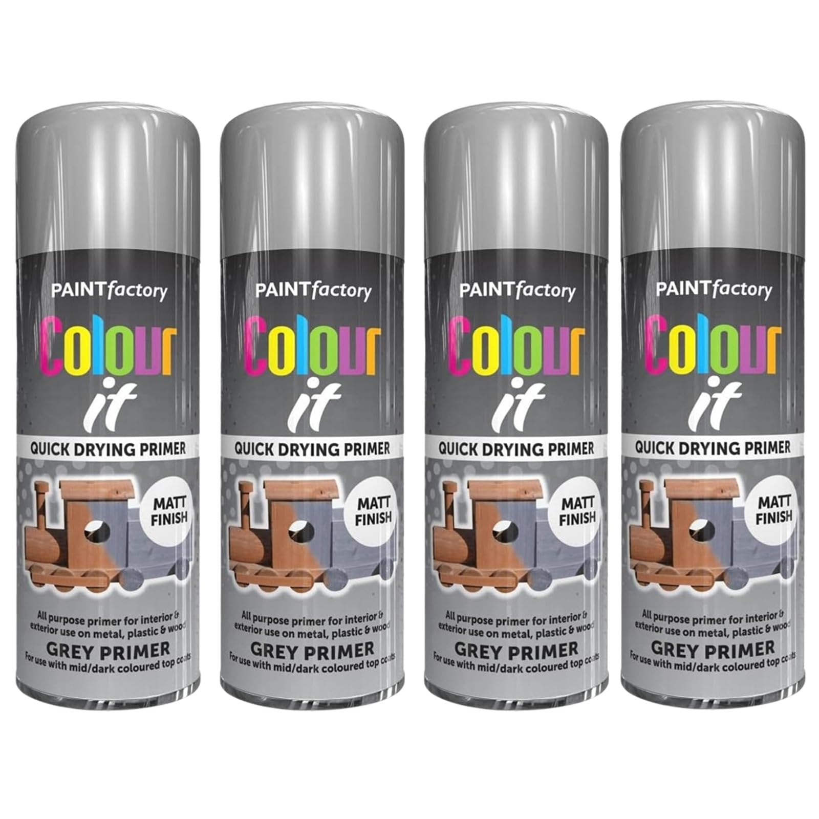 PNJB Grey Primer Spray Paint, Adhesion, Longevity And Durability, Smooth Primer, Flawless And Polished, All-Purpose Paint For Metal, Wood, & Plastic,250ml, (4PCS)