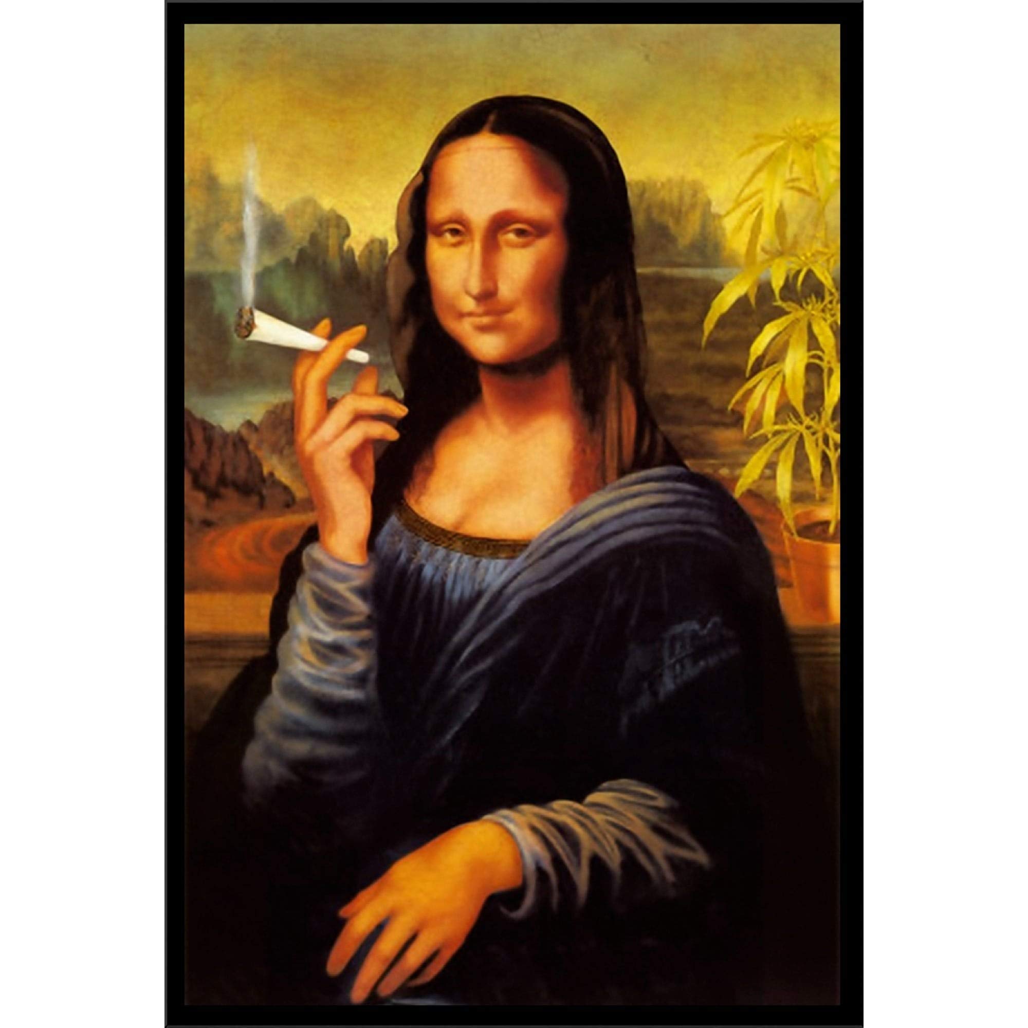 mona lisa tobacco & gifts Smoking Joint Wall Art Decor Framed Print | 24x36 Poster Today it is one of the most famous paintings in the world Kamelah - MONALISA / DA