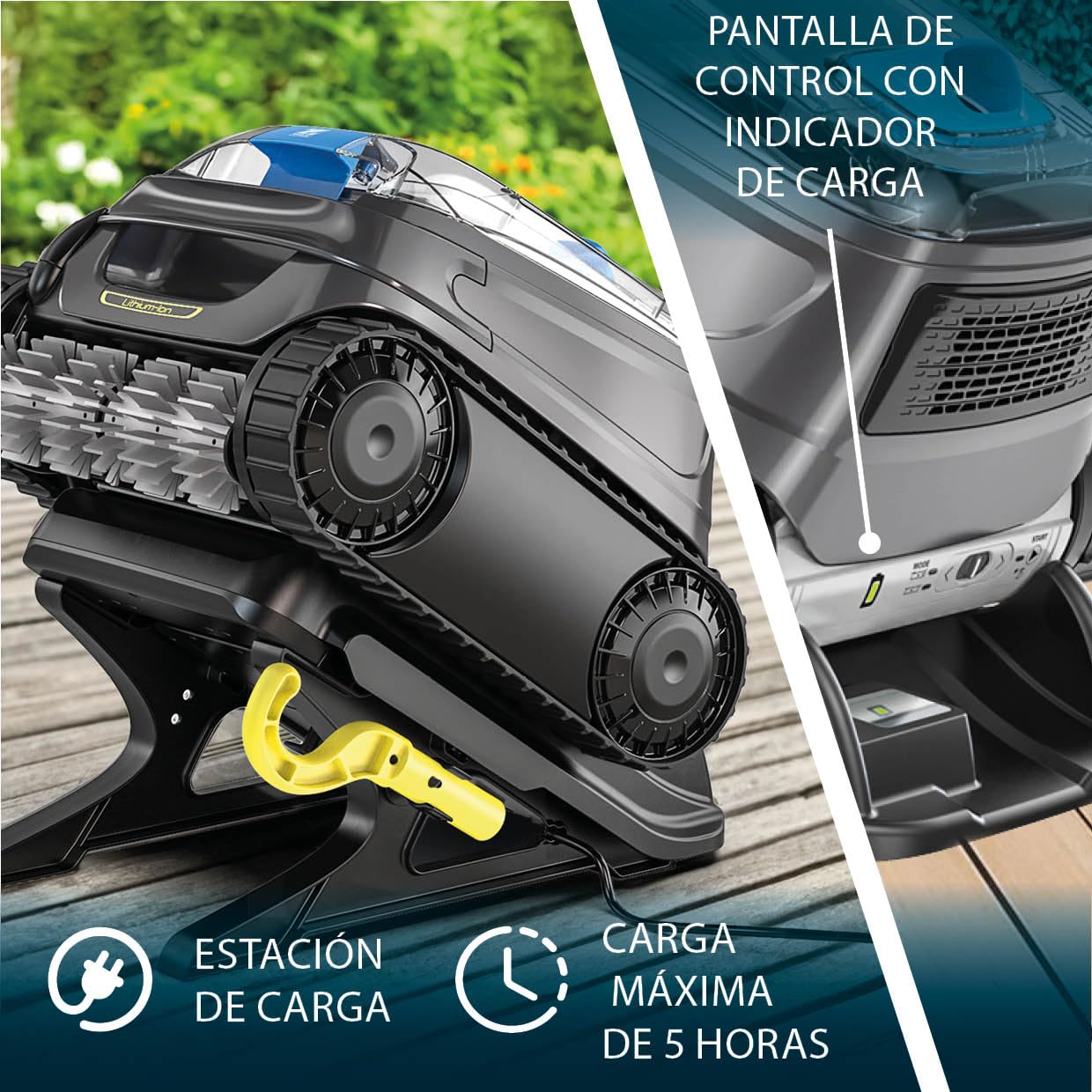 Zodiac Freedom CNX-Li 52 iQ limpiafondos sin Cable para Piscinas de hasta 10x5m, Limpia Fondo, Paredes y Linea de flotación. Batería de Litio, estación de Carga y conectividad Mediante App iAqualink
