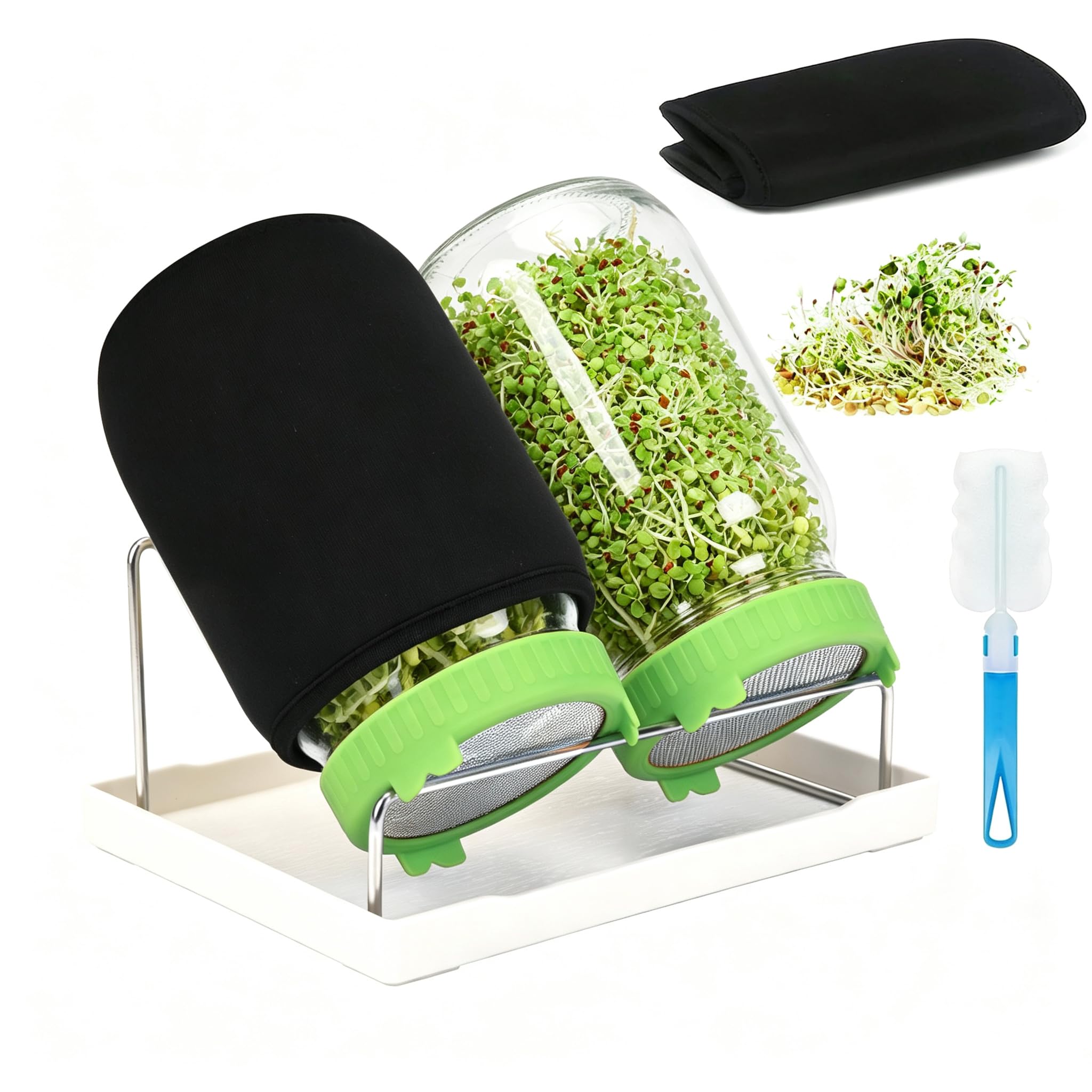 Photo 1 of ? [Large Size] 68oz Sprouting Kit, 2 Sprouting Jar Kits, Wide Mouth Jars with Stainless Steel Screen Sprout Lid, 2000ml Sprouts Growing Kit, Seed Sprouter Set for Growing Broccoli, Bean, Alfalfa ?