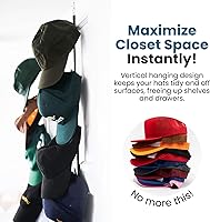 Vista 3 de Jokari Organizador de gorras para colocar sobre la puerta, paquete de 2 unidades con capacidad para hasta 16 sombreros de béisbol, sistema