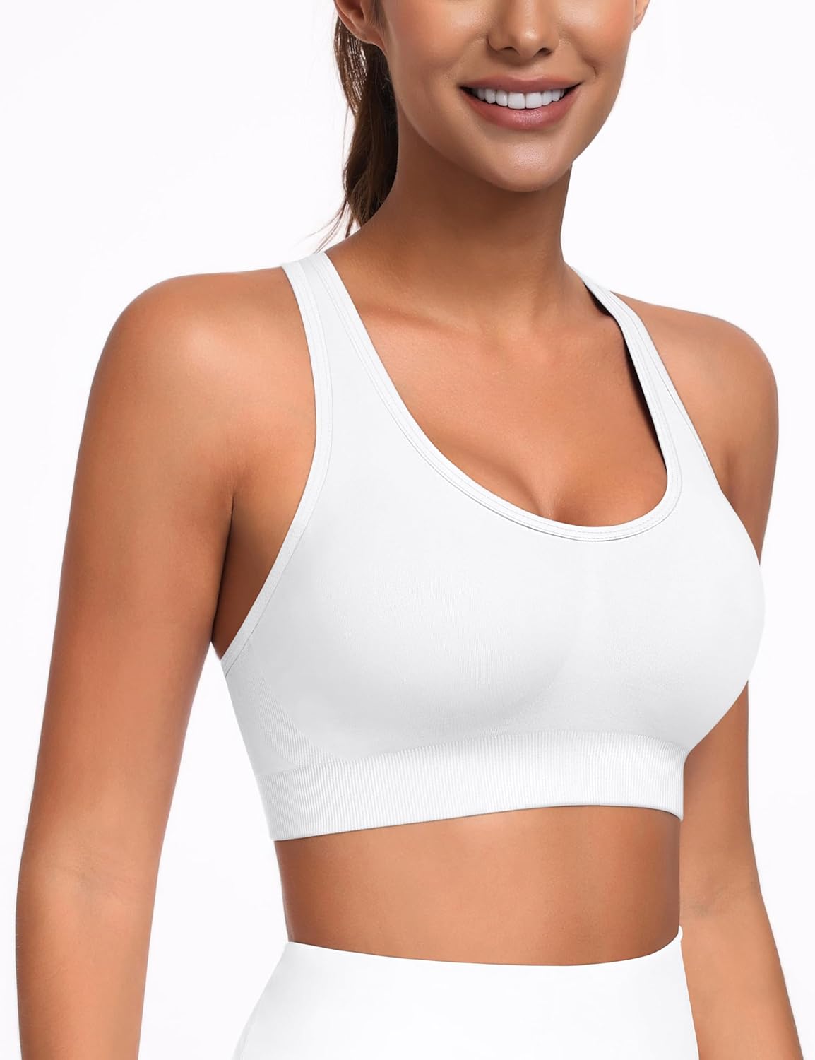 MIRITY Padded Strappy Sports Bra for Women - with Dual Crossback and Adjustable Straps for Workout Gym - Image 7