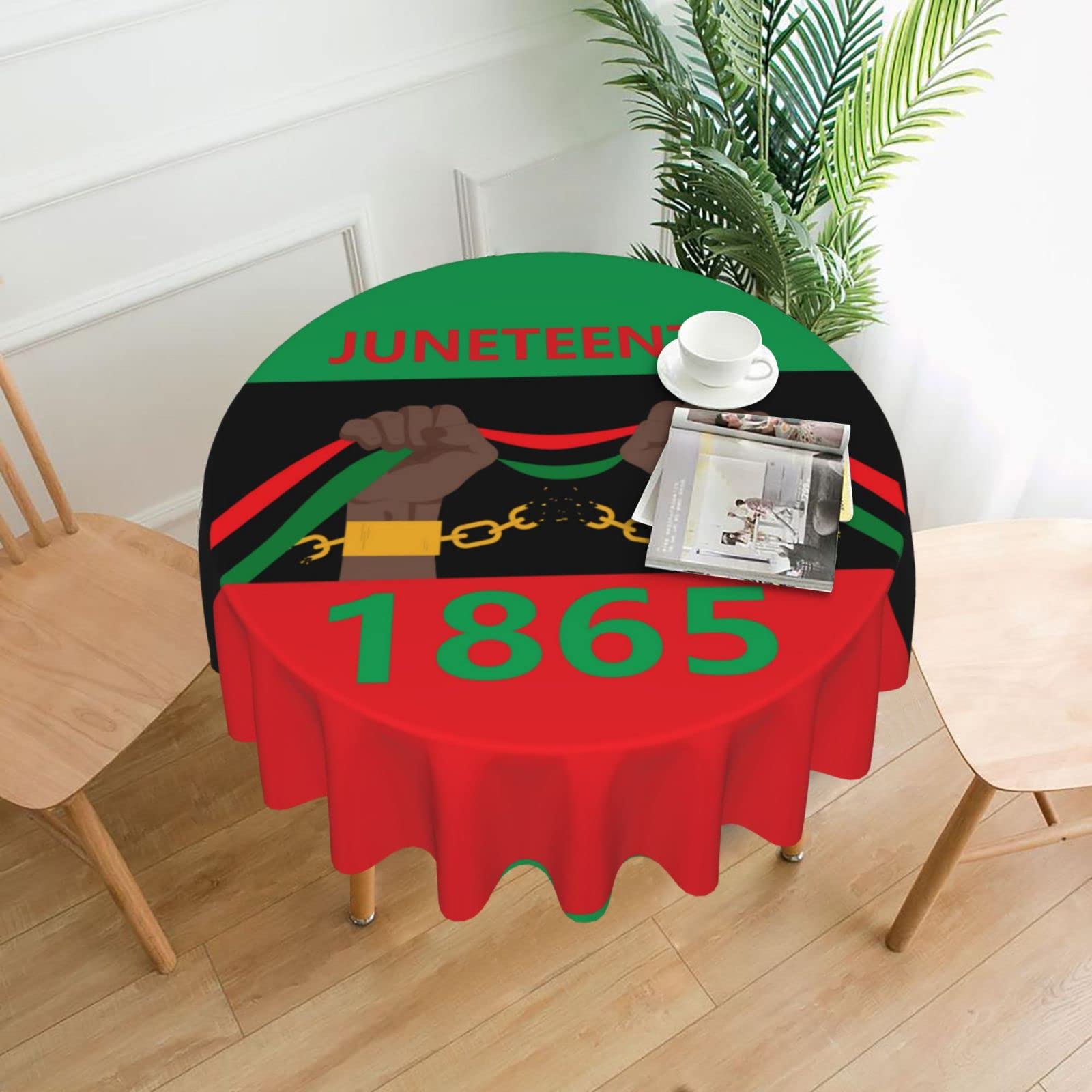 Juneteenth Tablecloth Round 60 Inch for Juneteenth Decorations Washable Polyester Table Cover for Kitchen Party Picnic Dining Decor