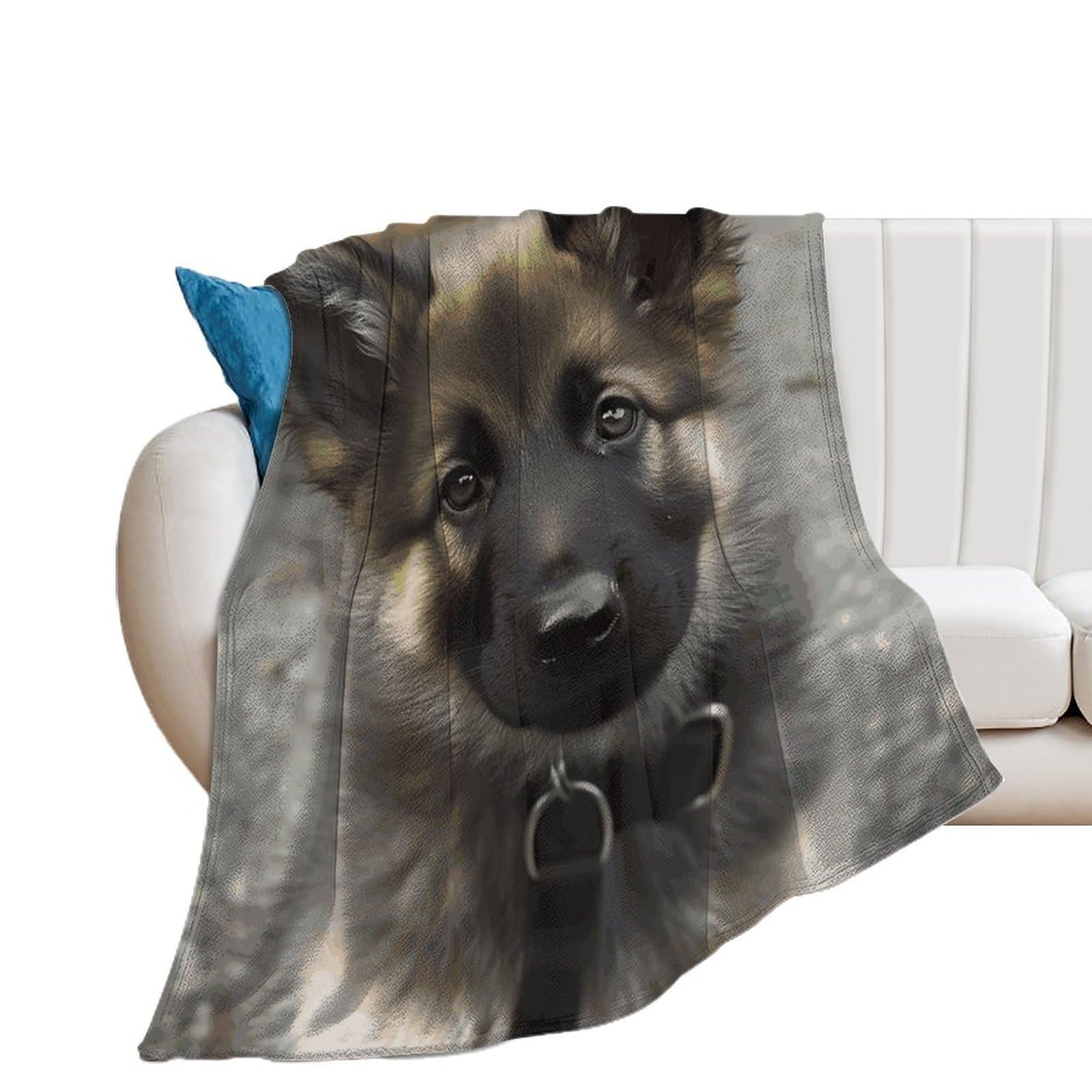 Couverture de lit mignonne de berger allemand plaid chaud toutes saisons