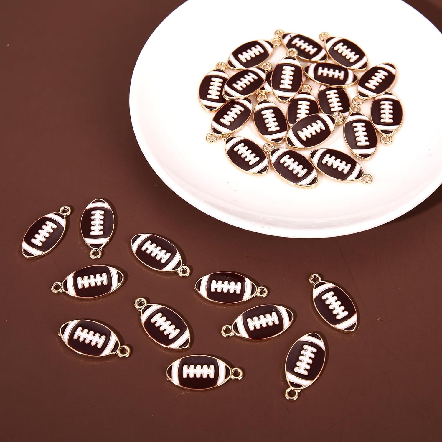 NVENF 30PCS Football Charms for Jewelry Making, Enamel Football Charms for Bracelet Necklace Earrings Making, Red Black White Blue Purple Orange Game Day Football Charm Bulk - Image 6