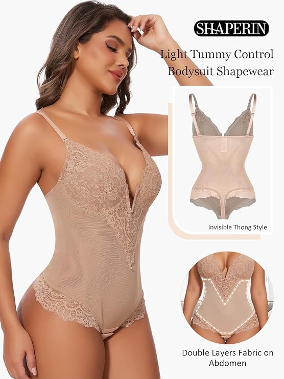 SHAPERIN Shapewear bodysuit voor dames, buikweg, rugvrij, vormende