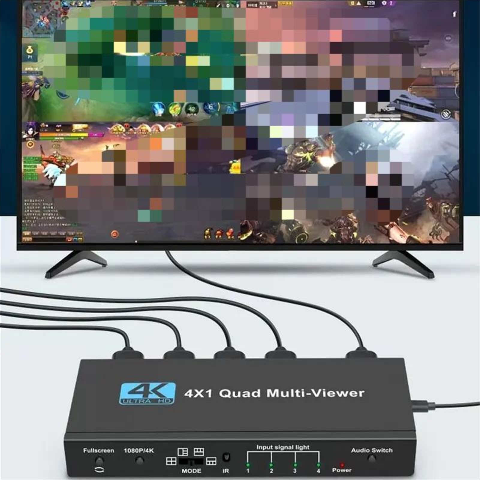 Switcher HDMI multi-viewer 4K 4x1 Quad, splitter in tempo reale, schermo quadruplo senza soluzione di continuità, adattatore switch 4 in 1 out facile da usare