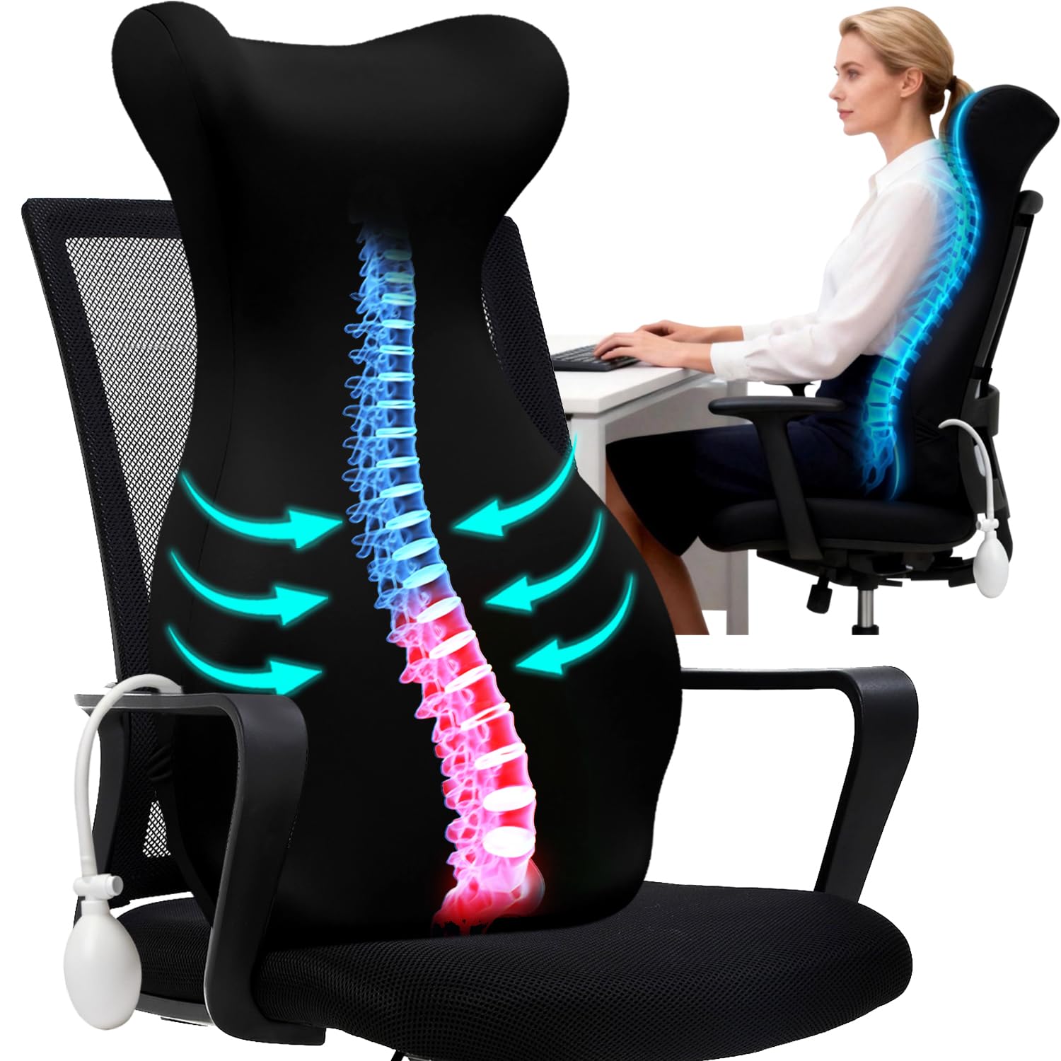Photo 1 of ?27.7'' Adjustable Airbag Full Back Lumbar Support Pillow, Back Pain Relief