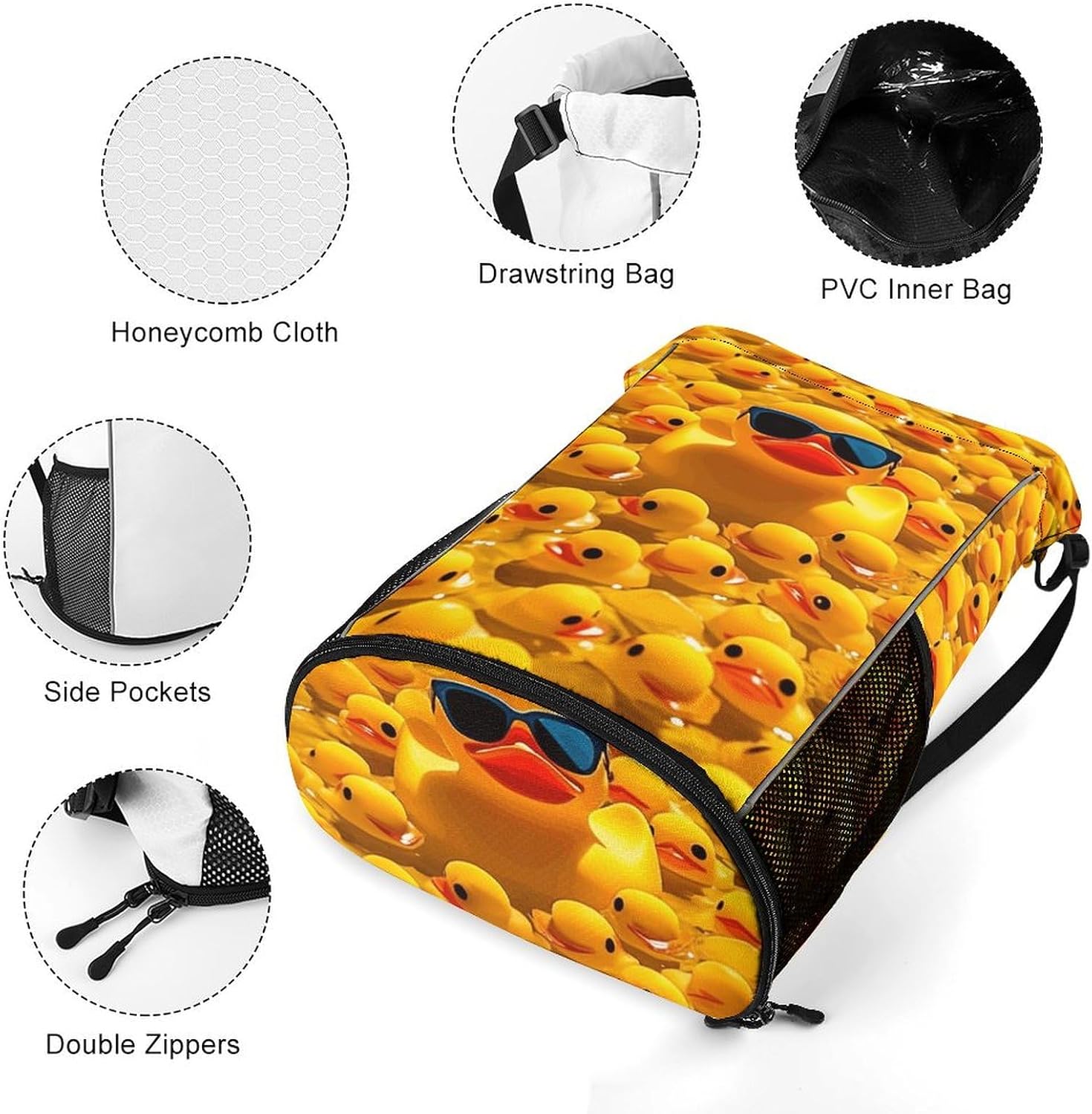 Drawstring Backpack Gym Drawstring Bag for Men Yellow Ducky With Sunglasses Draw String Bags Gym Bag Cinch Bag