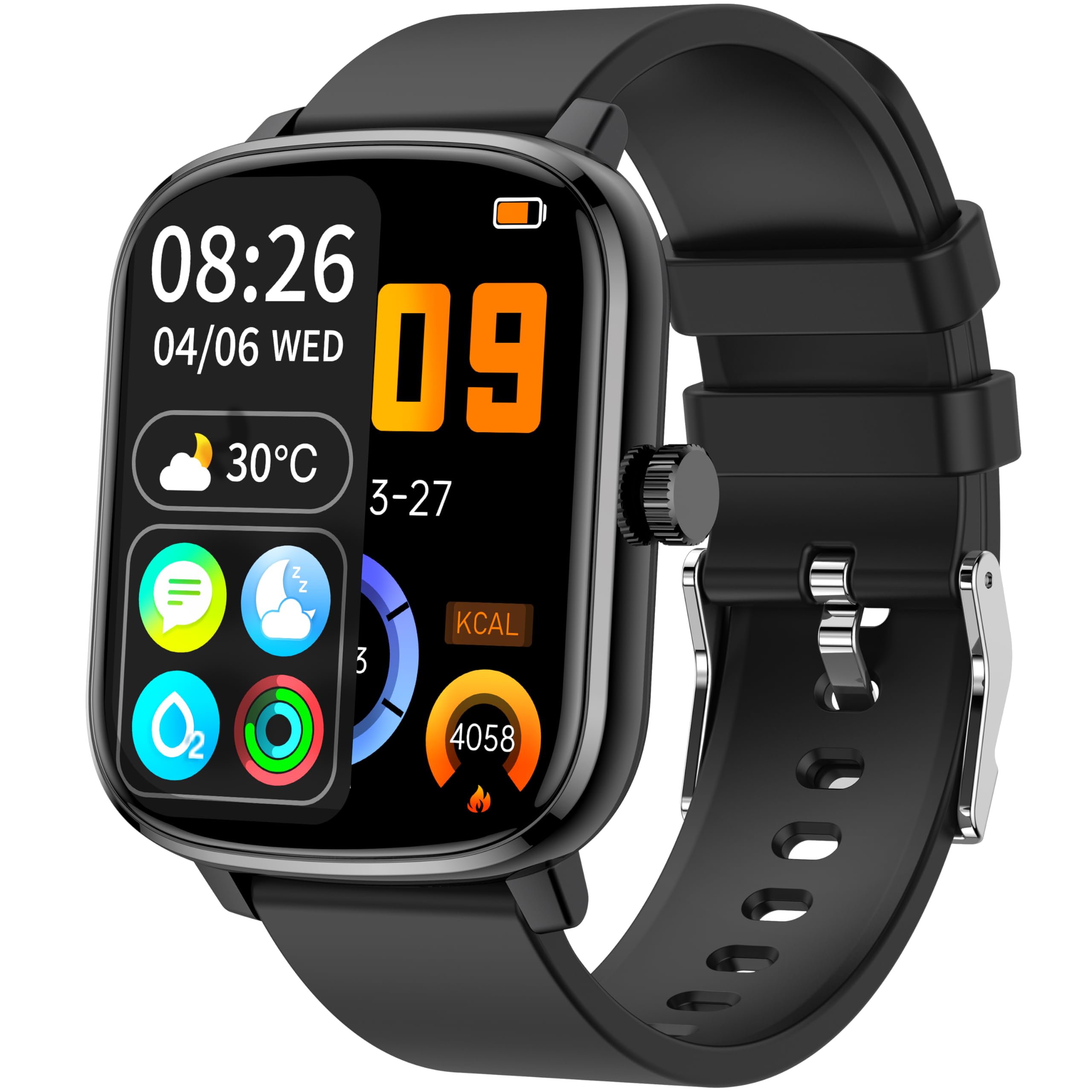 KALINCOKALINCO Smart Watch for Men, 1.69" Fitness Tracker with Heart Rate, Blood Pressure, Blood Oxygen Tracking, Smartwatch with 100+ Sports Modes, Step Counter Compatible with Android iOS