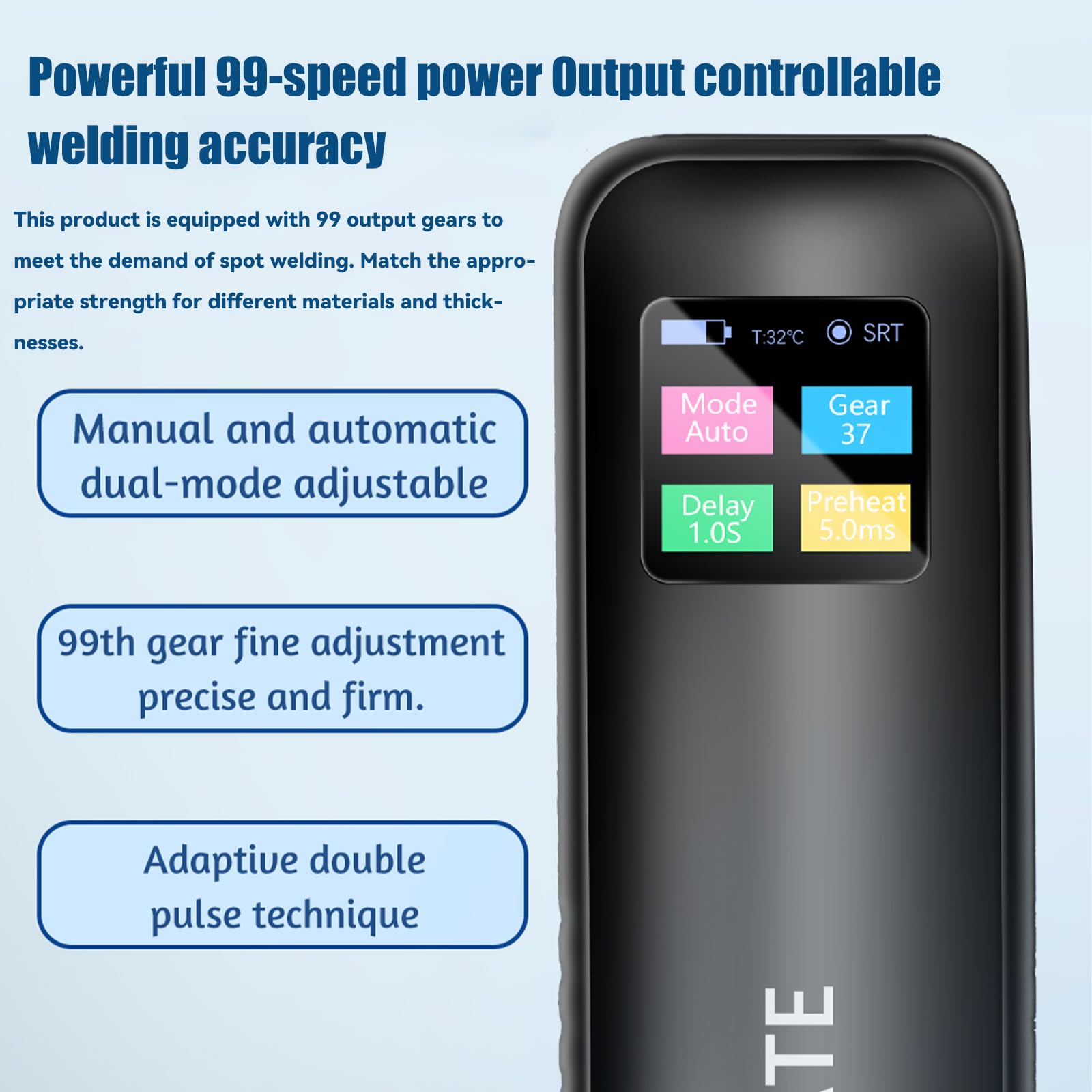 Soudeuse par Point Portable avec Batterie, 99 Niveaux, Modes Automatique/Manuel pour Batterie 18650, DIY
