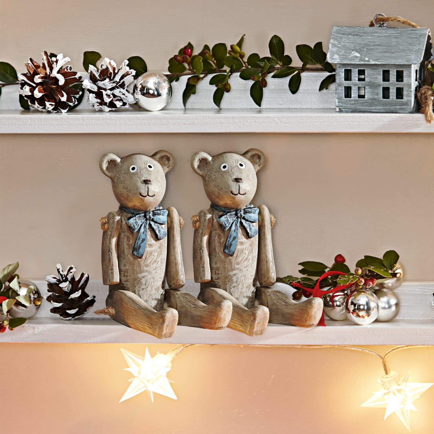 Lot De 2 Oursons Décoratifs Bonnal En Polyrésine - Style Vintage, Décoration Intérieure Ou Noël - 3