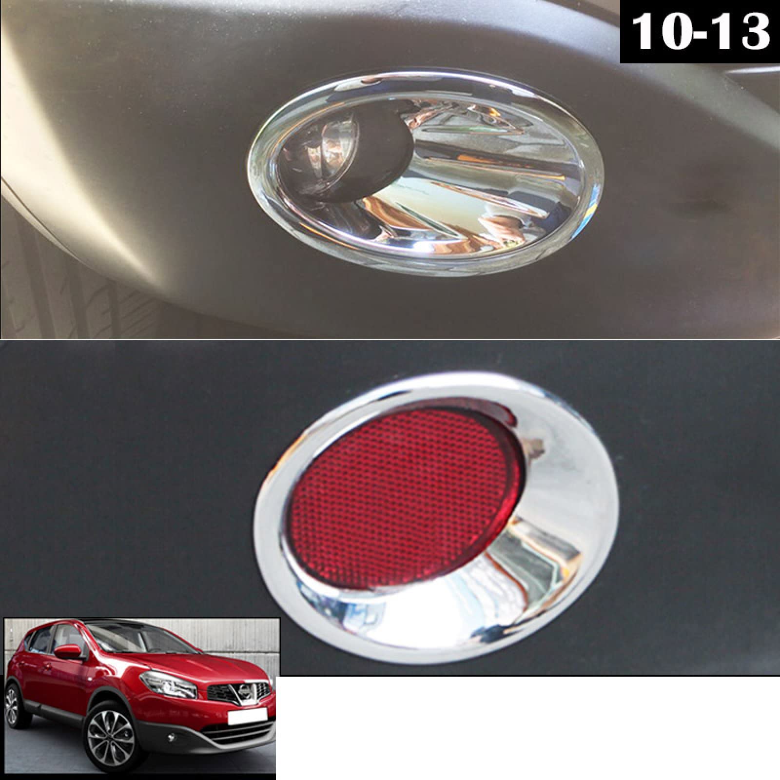 para Nissan Qashqai Dualis J10 2010-2013, Cubierta de luz antiniebla Delantera Trasera cromada ABS, embellecedor de Bisel superpuesto para lámpara Trasera