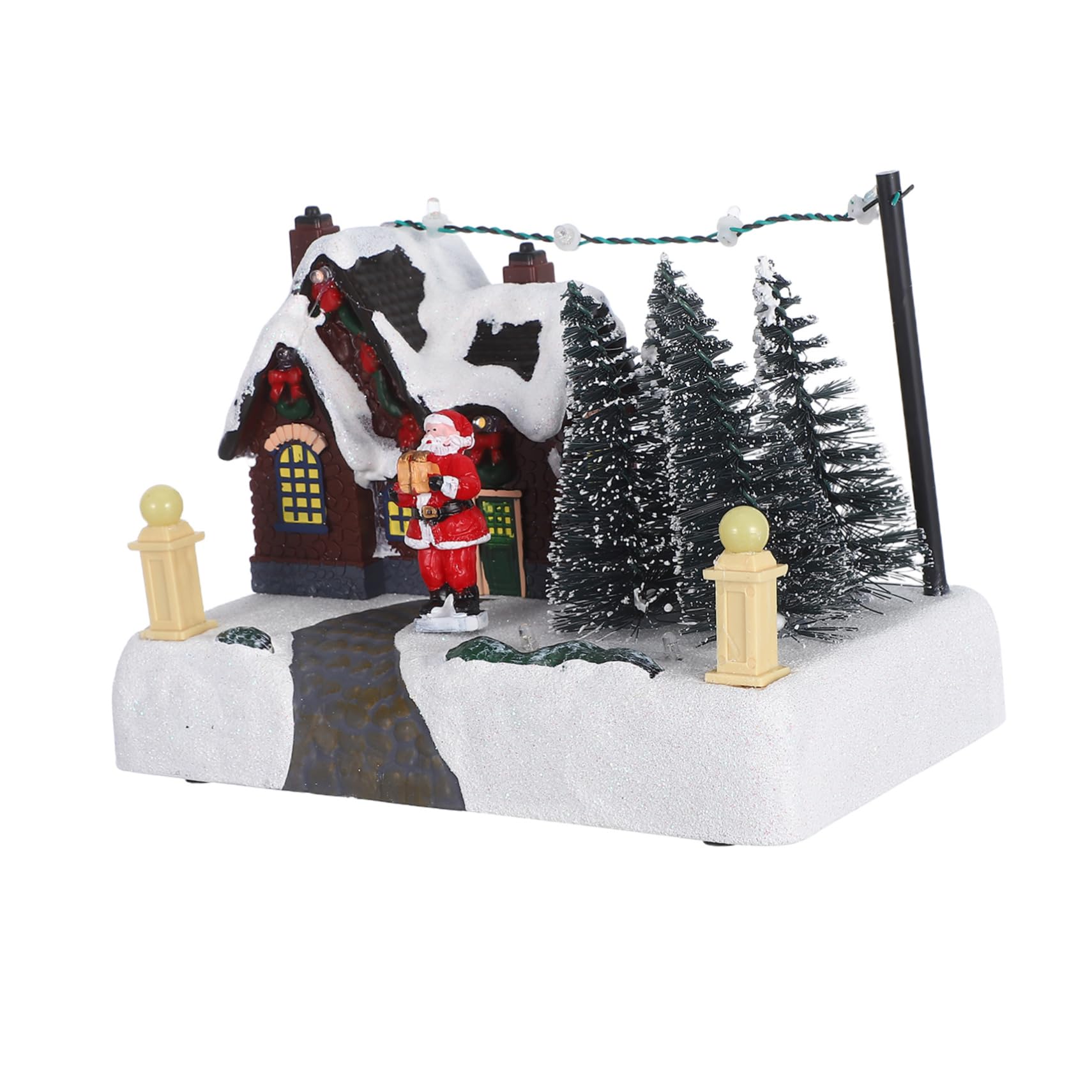 ABOOFAN Statuine Carillon in Resina Forniture Natalizie con Casetta Natalizia Decorativa Illuminata per Casa come Ornamento da Tavolo per Feste