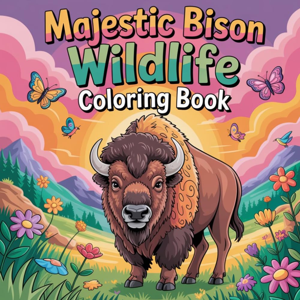 Majestic Bison Wildlife Coloring book: bison wild animal relaxation women book, bison buffalo stress relief kids coloring book, bison wildlife ... book, bison grazing animal focus kids