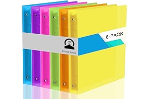 Fulmoon 6-Pack 2-Inch Flexible Plastic Binders with Secure Locking Rings