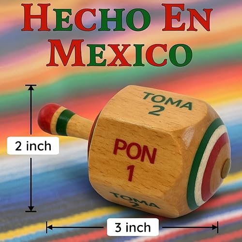 Miniatura 2 de Toma Todo - Juego mexicano de 3 pulgadas (paquete de 2) - Pirinola Mexicana Spinning Top Game - Juguetes mexicanos premium, Artesania Mexicana De