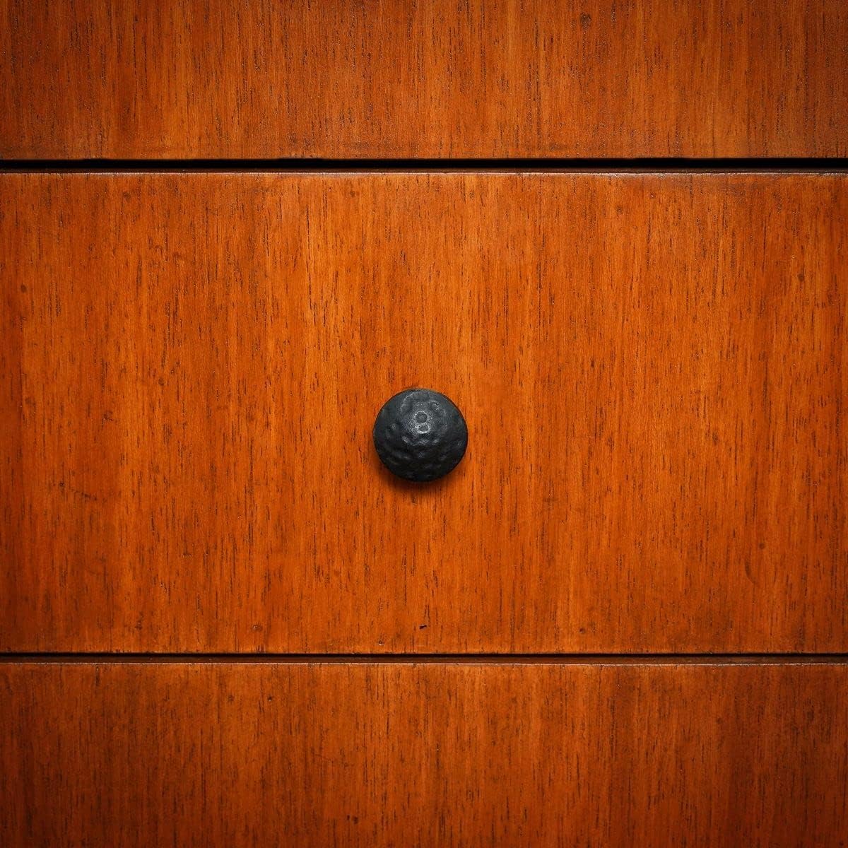 Cast Iron Round Cabinet Knobs 1-1/4 Inch Diameter, Rustic Hand Forged Drawer Pulls, Black Decorative Hardware for Cabinets and Furniture, Pack of 4