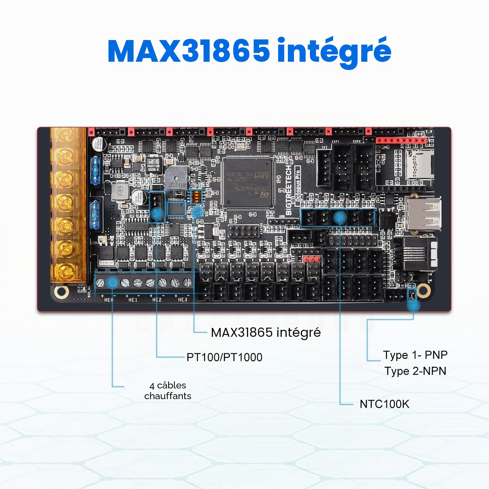 BIGTREETECH Octopus Pro V1.0.1(H723) Panneau de contrôle 32 bits Nouvelle mise à niveau 550 Hz STM32H723ZET6 Support Clipper Marlin Impression haute vitesse 8 Stepper Moteur Driver DIY