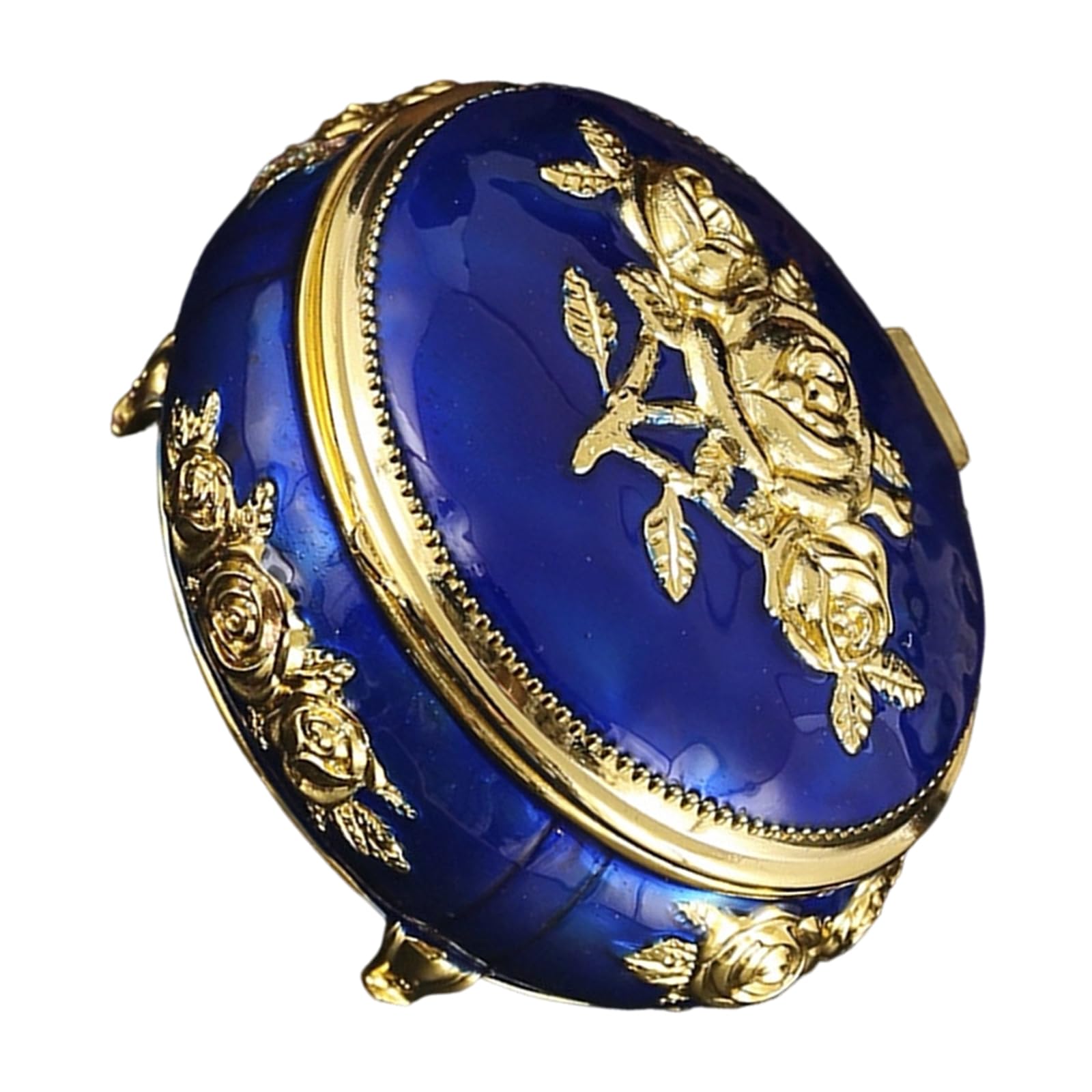 Kalttoy Sturdy Enameled Coated Metal Jewelry Holder with Floral Designs and Rhinestones Detail Floral Pattern Jewelry Planner