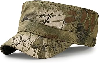 Camouflage Military Army Cadet Hat Flat Top Hat for Men Adjustable Daily Sports Camping Hat Flat Top Baseball Caps