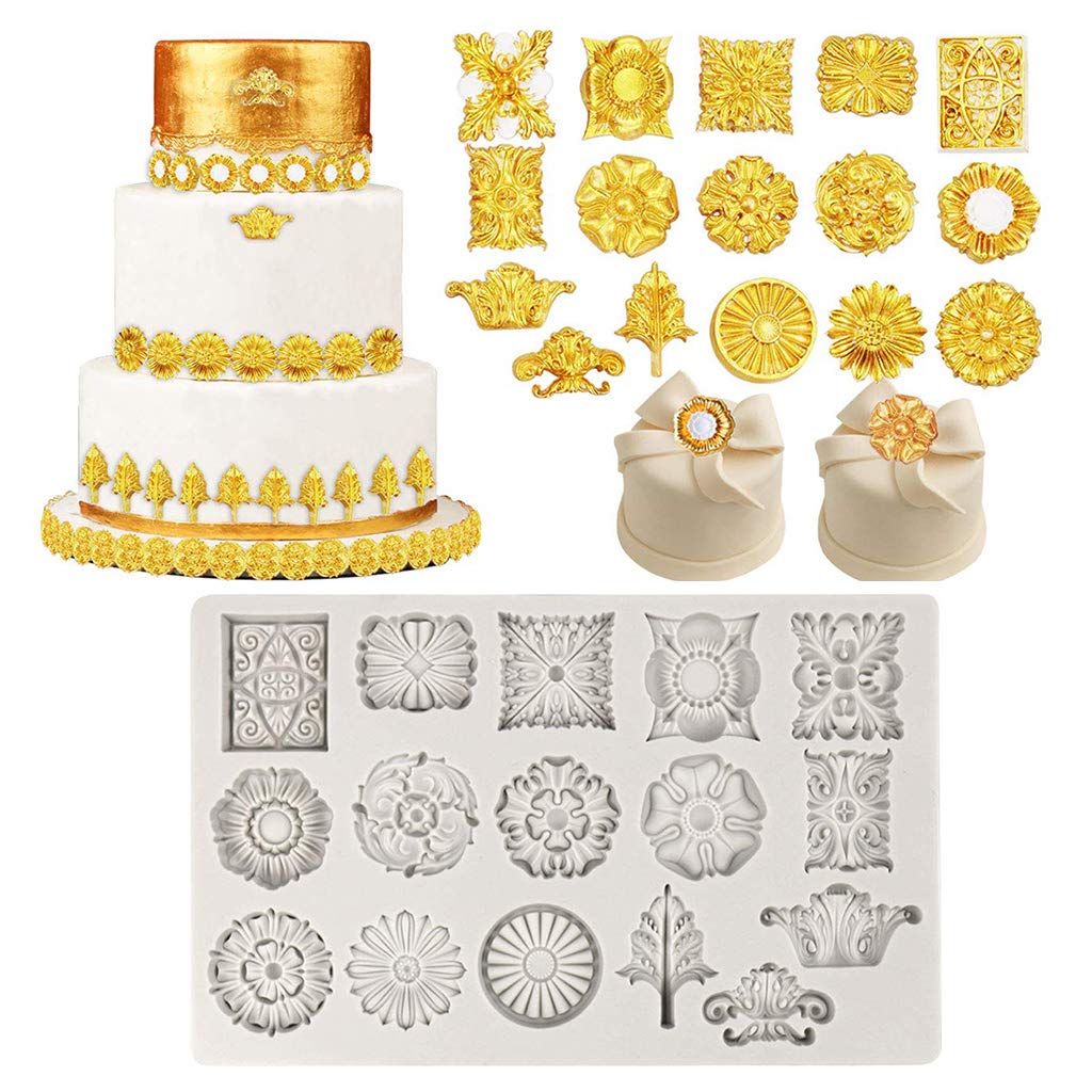 hogtnd Silicone Chocolate Mold, Vintage Embossing Pattern Mold for Christmas Birthday Party Cake Decorating Cupcake Baking Kitchen Tool Candy Molds Silicone Moulds Diamond