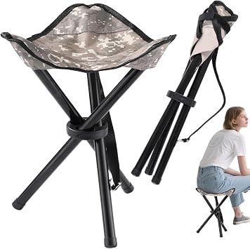 Travel Folding Camping Stool, 14.6 inches Lightweight Outdoor Tripod Chair and Maximum weight 210 lbs Portable Party Chair Fishing Chairs Seat for Camp Hiking Beach Garden and Painting Camouflage