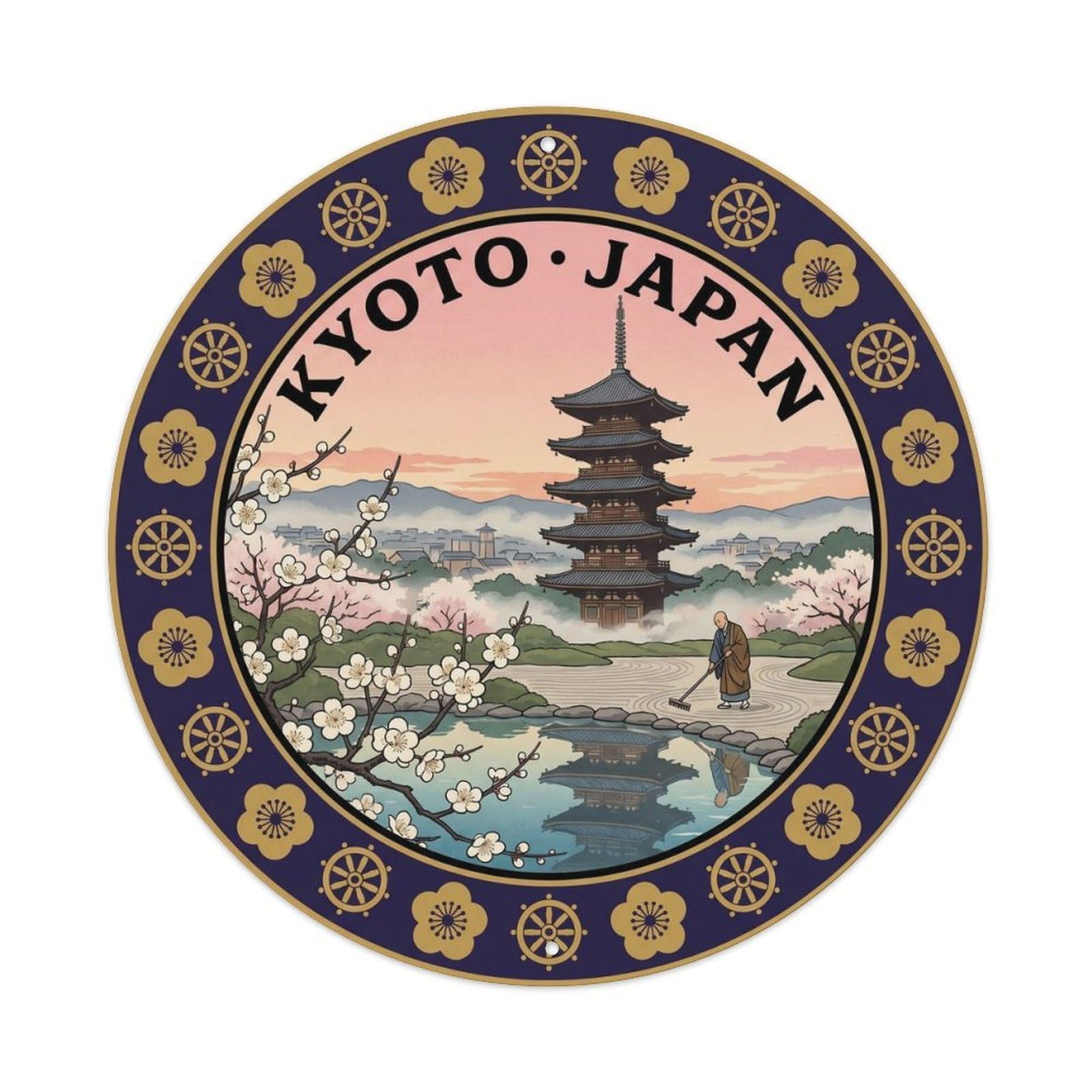 Kyoto To Ji Pagoda Plum Blossom Japan Travel Shrine Metal Tin Sign