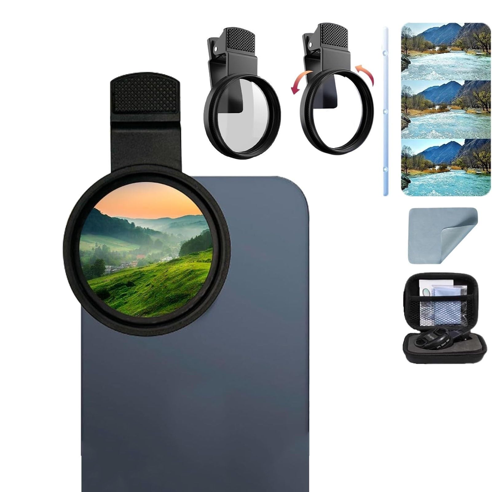 Filtre CPL 52mm pour objectif de téléphone portable - Kit filtre polarisant circulaire noir