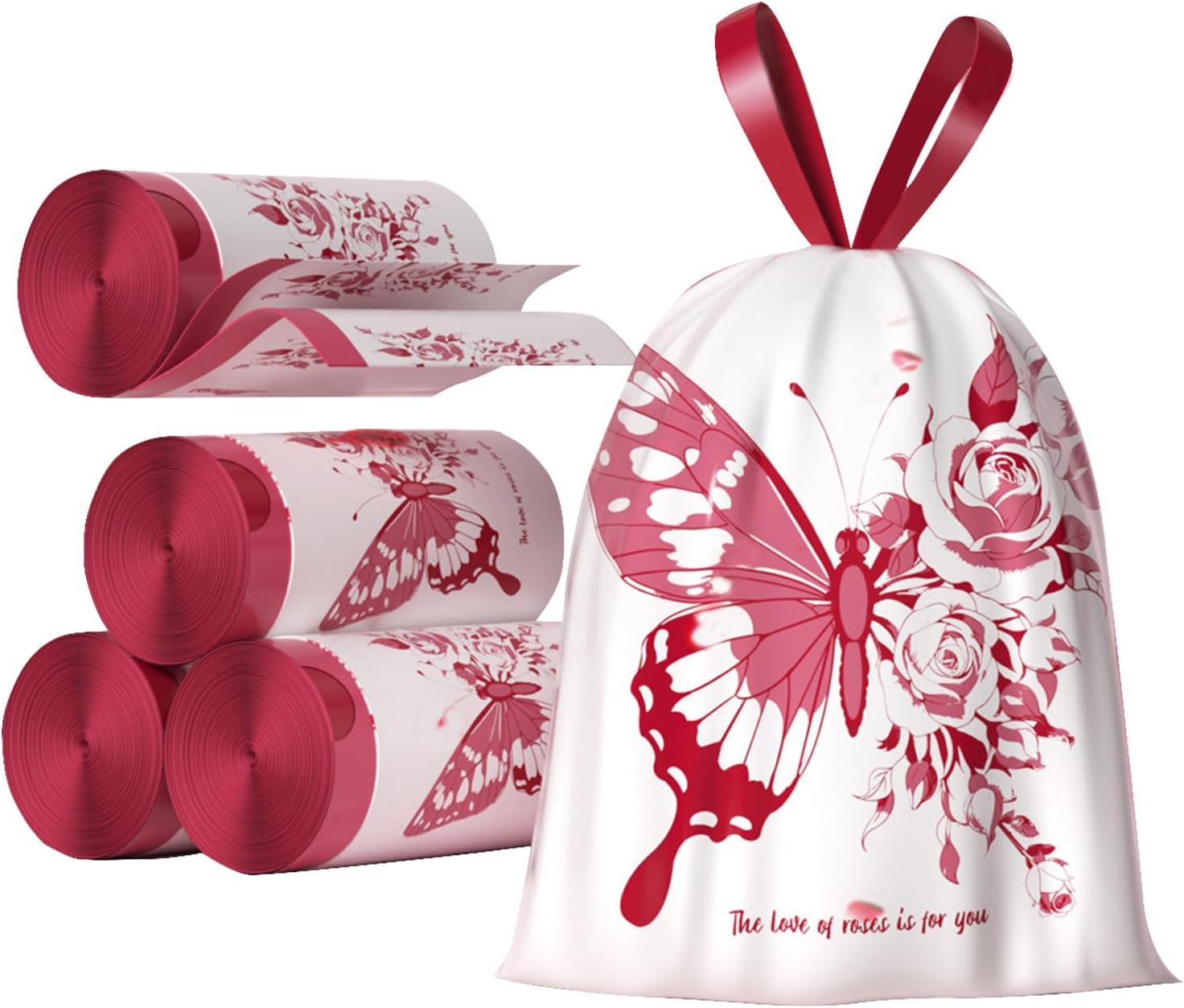 4 Gallon Trash Bags 180pcs Drawstring Tear-Free Separated for Bathroom Office Home Bedroom Trash Can Garbage Basket Bags (Hot pink, 180pcs)