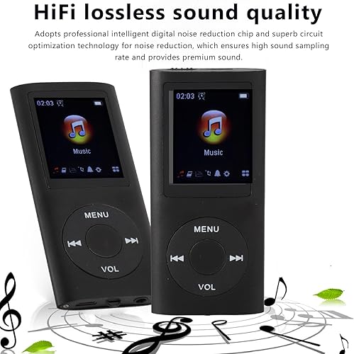 Miniatura 3 de Reproductor de música MP3, pantalla TFT de 1.8 pulgadas, sonido de alta fidelidad, 7 modos de sonido, recargable por USB, fácil control de volumen,