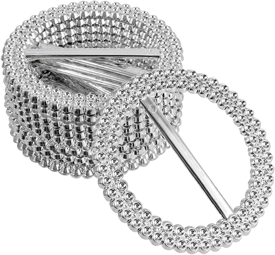 DEARLIVES 50 Pcs 53 mm Round Silver Tone Acrylic Rhinestone Buckle Chair Sash Ribbon Slider …
