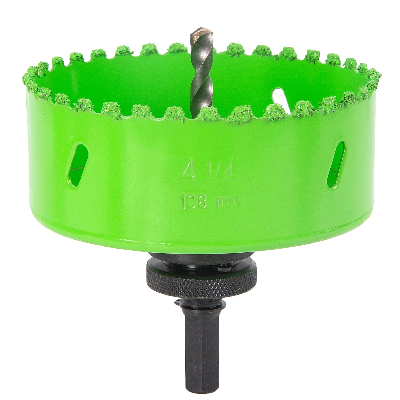 Sierra perforadora de grano de carburo de 4-1/4 pulgadas para luces empotradas de 4 pulgadas, cortar estuco, yeso viejo, paneles de yeso, tablero de cemento, chapa de roca con profundidad de