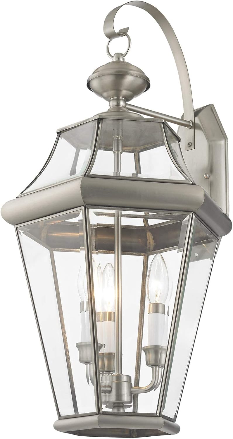 Livex Lighting 2361-01 Georgetown 3-Light Outdoor Wall Lantern, Antique Brass