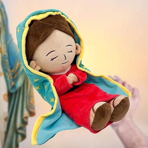 Miniatura 4 de Enhopty Muñeco de peluche de la Señora de Guadalupe con la bendita María, juguetes religiosos de Cristo, figura religiosa cristiana de peluche,
