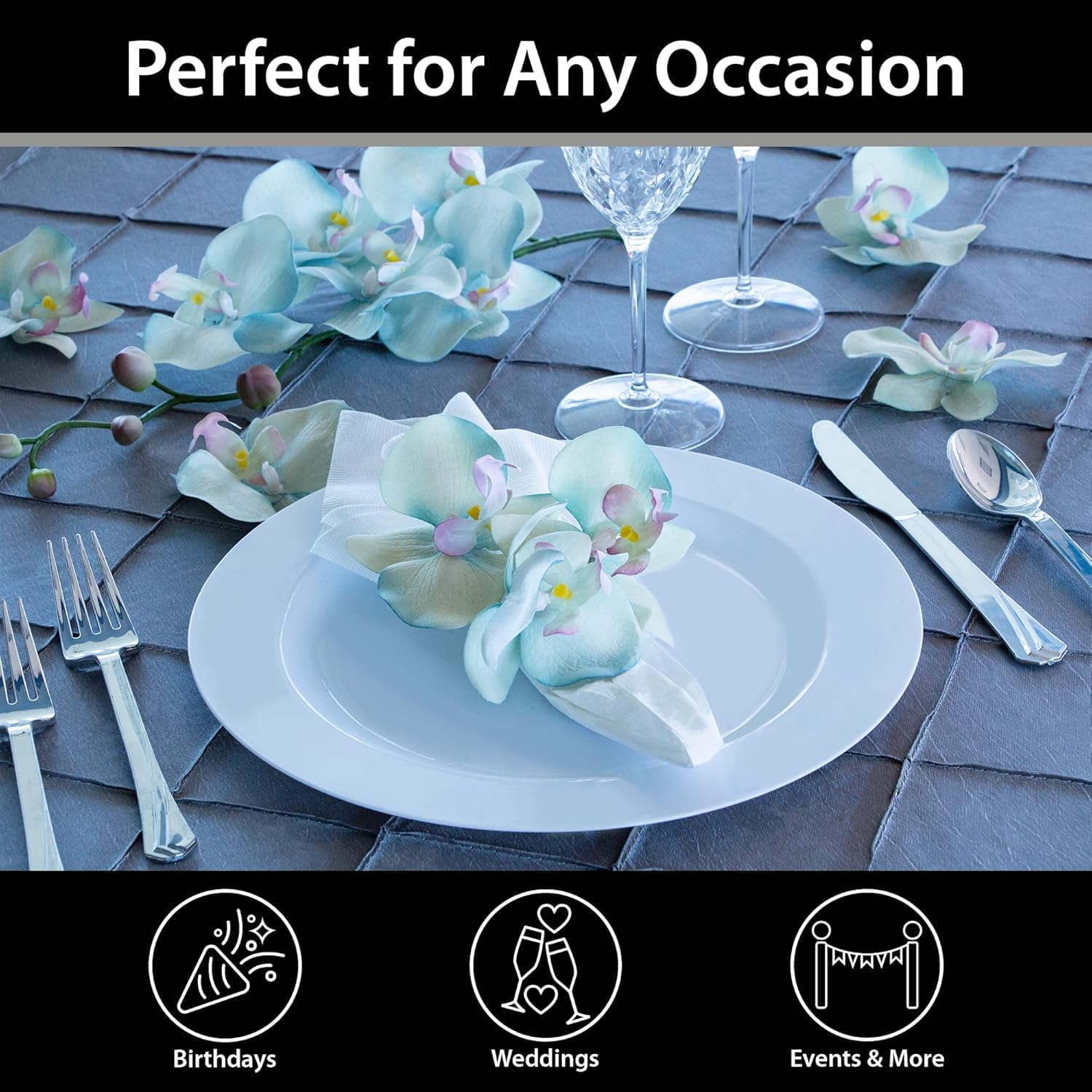 Lillian Tablesettings Premium Quality Heavyweight Plastic Plates China Like. Wedding and Party Dinnerware Plastic Plates 6.25 inc White/Pearl-Value Pack 40 Count - Image 4