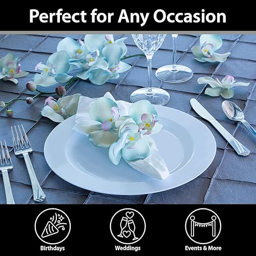 Miniatura 4 de Lillian Tablesettings Platos de plástico pesados de alta calidad de China como. Vajilla de boda y fiesta Platos de plástico de 9 pulgadas, perla