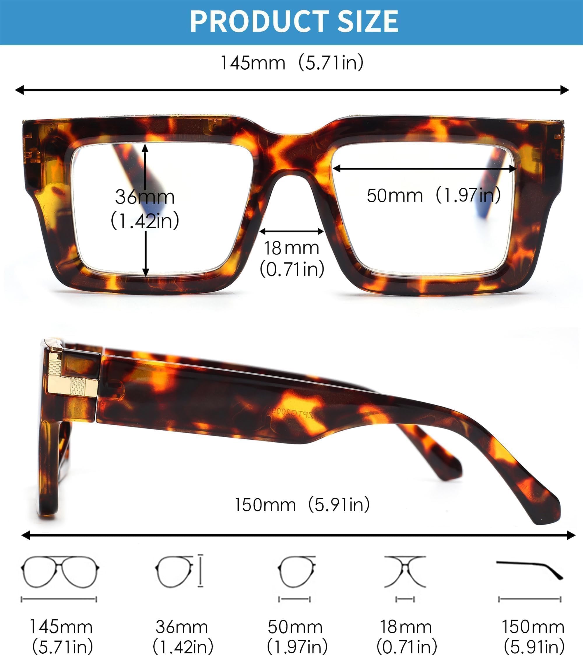JM Oprah-Lesebrille für Damen und Herren, modisch, quadratisch, blaues Licht, blockierend, 3 Stück