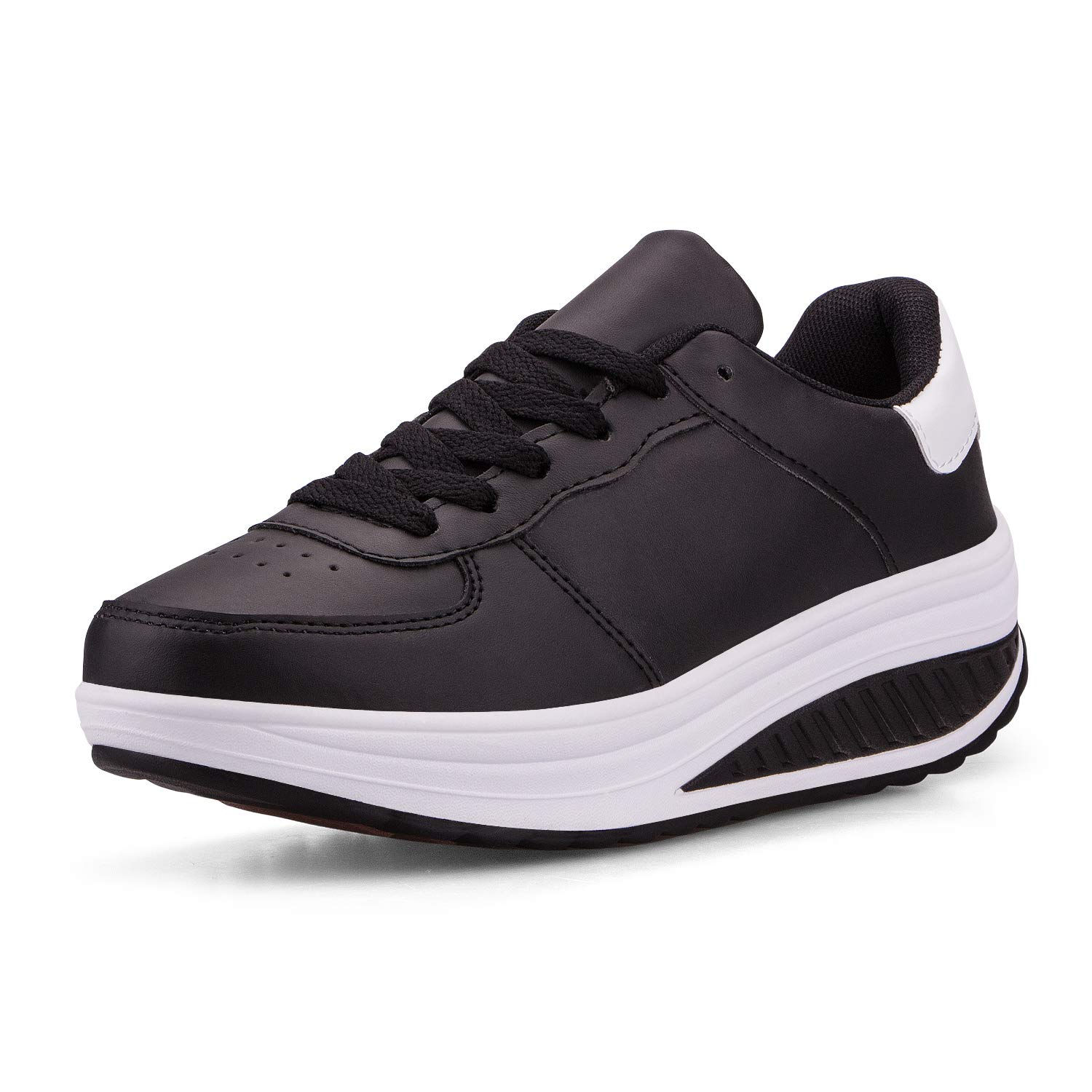 Mujer Adelgazar Zapatos Sneakers para Caminar Zapatillas Aptitud Cuña Plateadoforma Zapatos