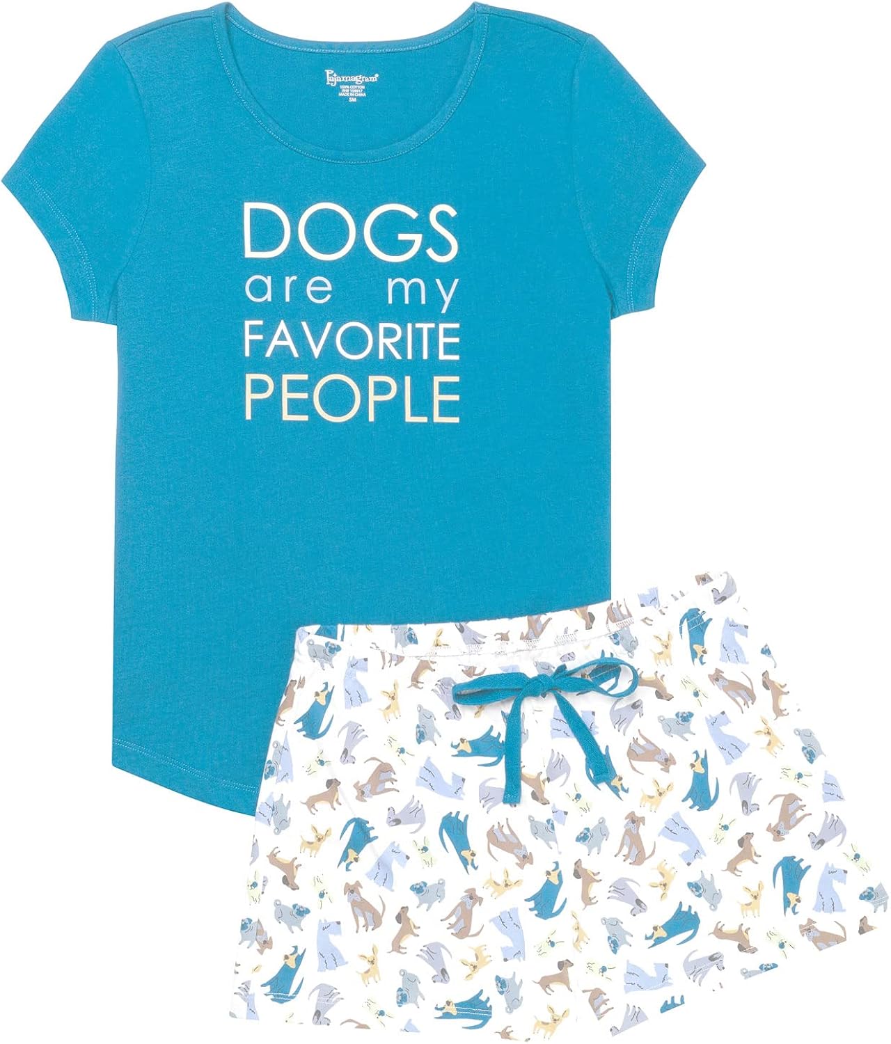 PajamaGram PJs For Women Set - Womens Pajama Shorts, Graphic Top, 100% Cotton