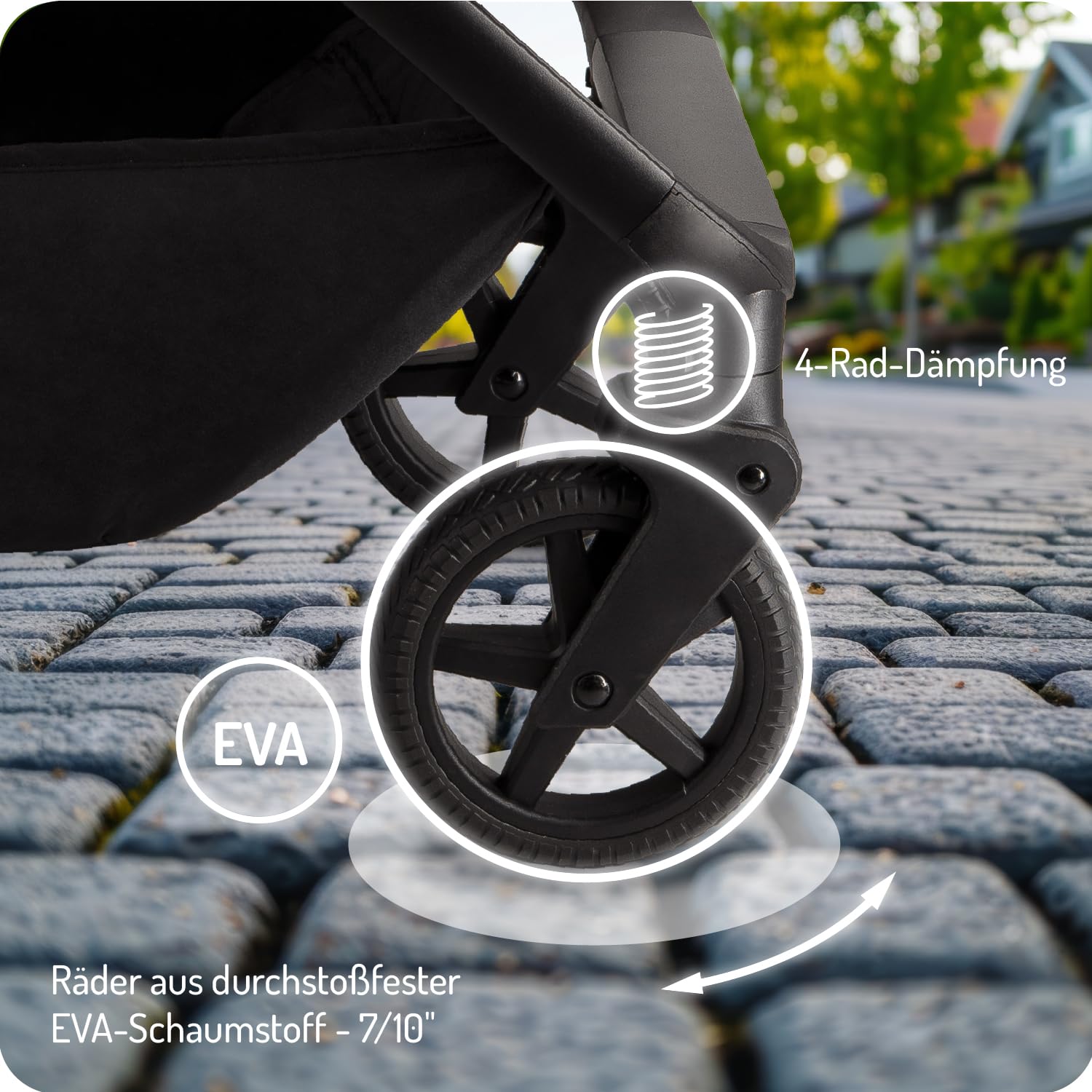 MoMi GISELLE Kombi-Kinderwagen 2 in 1 mit Buggy-Funktion, 5-Punkt-Sicherheitsgurt, ab dem 1. Lebenstag, bis 22 kg Körpergewicht (Buggy), Einkaufskorb, Matratze, Regenschutz und Wickeltasche