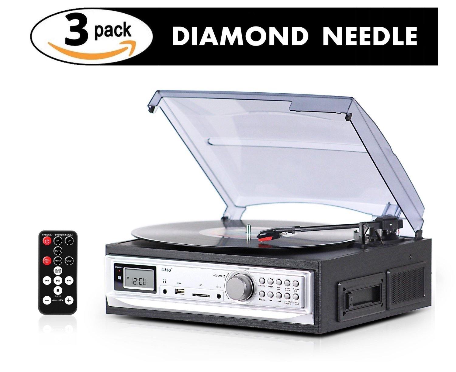 Buy eXuby EXBTB23N Cassette & Record Player with 3 Pack Diamond Tip Needle Relive