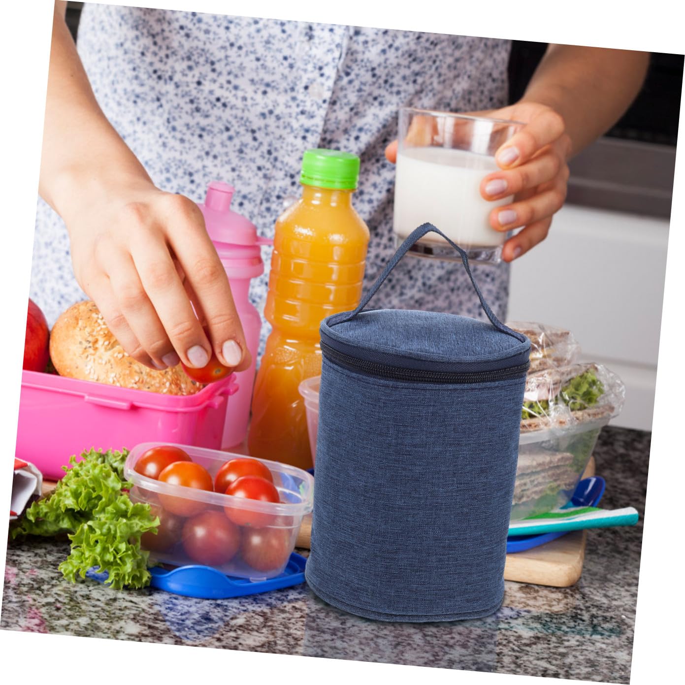 Borsa Termica per Tazza e Zuppa Isolamento Termico, Capacità Resistente, Materiale in Tela, Alluminio e Lega, per Picnic All'aperto e Pasti da Asporto