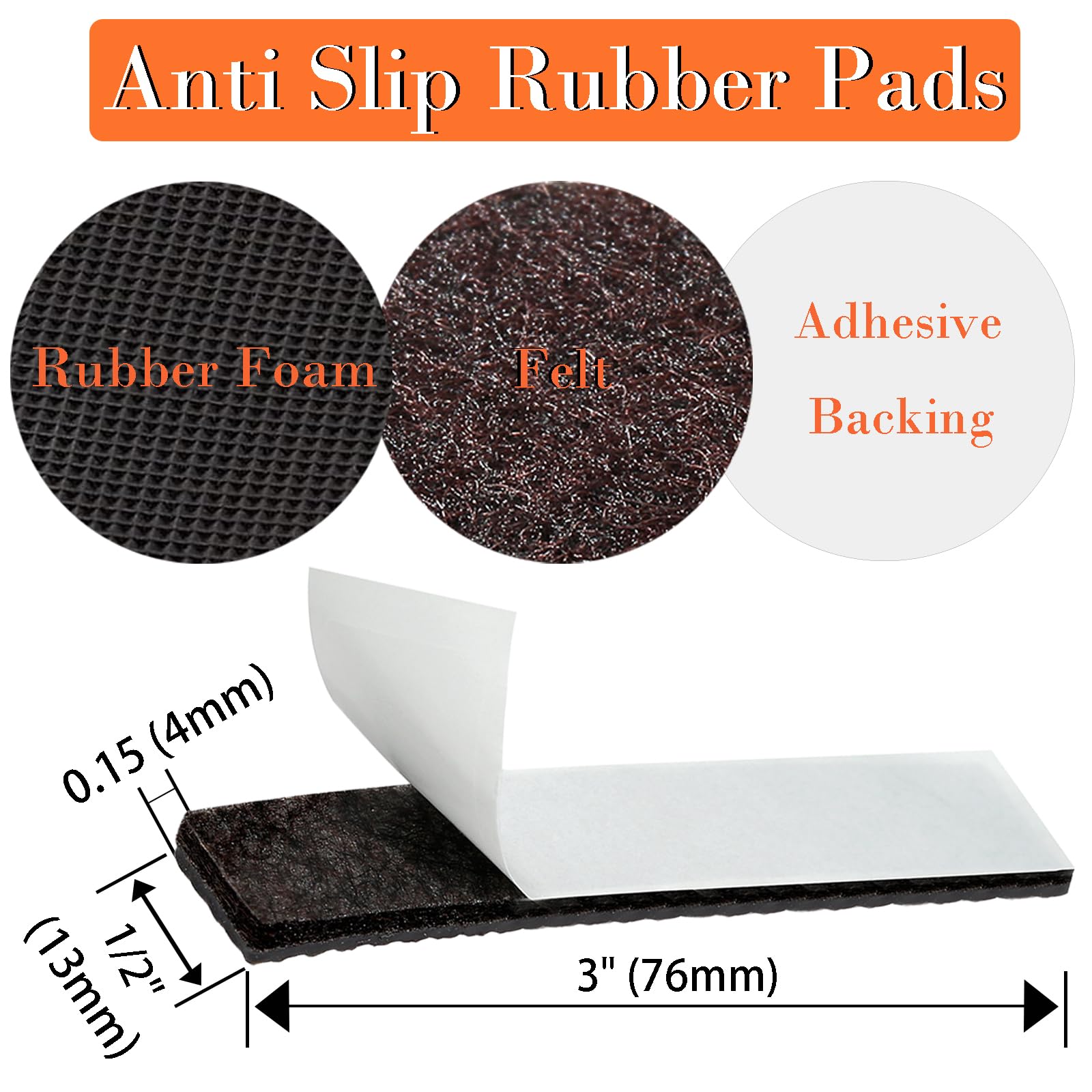 Fursafe&Q Rutschfeste Möbel-Pads – Möbelgreifer für Hartholzböden, 30 Stück, braun, rutschfeste Pads für Möbelbeine, selbstklebende Gummi-Möbelbodenschoner – halten Möbel an Ort und Stelle