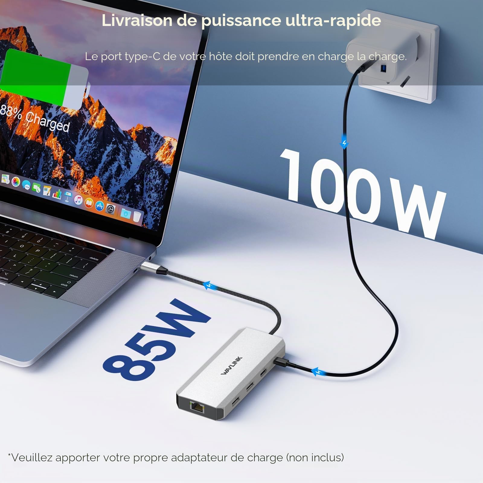 WAVLINK Dock USB C, Stations d'accueil pour Ordinateur Portable 12 en 1 à Triple Affichage avec Dual 4K DP, 4K HDMI, 100W PD, Gigabit Ethernet, 2 USB3.0, 2 USB 2.0, Lecteur de Carte SD/TF, Mic/Audio